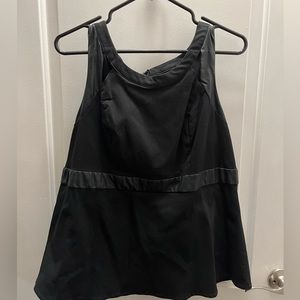 NWOT Torrid peplum top, faux leather accents, black, size 1.